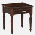 Dalder Sheesham Wood Nightstand in Sun-Dried Oak Finish with Drawer - Image 4