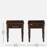 Dalder Sheesham Wood Nightstand in Sun-Dried Oak Finish with Drawer - Image 7