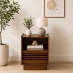 Harlo Acacia Wood Bedside Table in Rustic Natural Finish