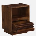 Harlo Acacia Wood Bedside Table in Rustic Natural Finish - Image 6