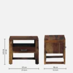 Brynn Mango Wood Bedside Table in Natural Brown Finish - Image 4