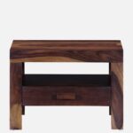 Tavrin Sheesham Wood Nightstand in Burnt Sienna Finish with Drawer - Image 2