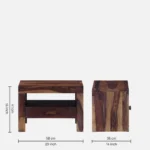 Tavrin Sheesham Wood Nightstand in Burnt Sienna Finish with Drawer - Image 5