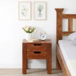 Orlan Solid Wood Nightstand in Ashwood Mist Finish with Open Shelf