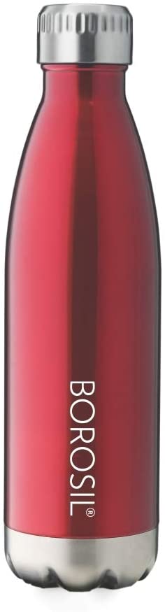 Borosil Stainless Steel Trans Bolt Vacuum Insulated Flask Water Bottle Red Borosil Stainless Steel Trans Bolt Vacuum Insulated Flask Water Bottle Red