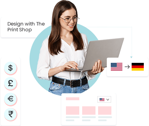 Multi-language & multi-currency support in web2print store
