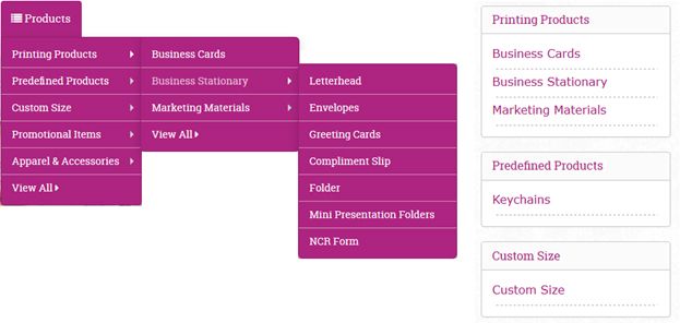 Three Tier Product Categories