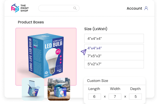 Sell packages with custom sizes