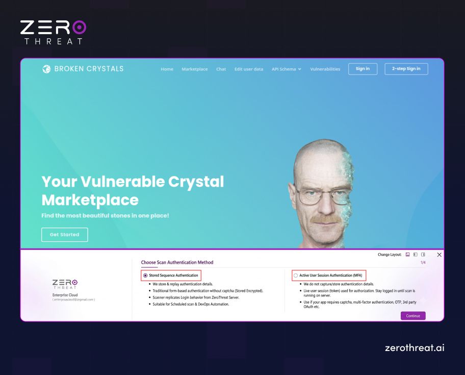 Step 3 for Production-Safe Authenticated Scan with ZeroThreat