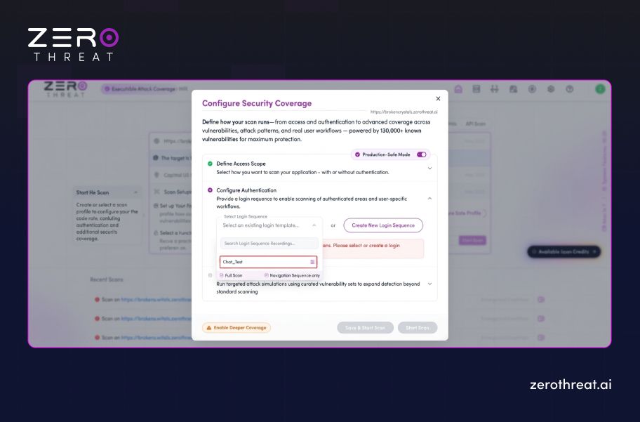 Step 7 for Production-Safe Authenticated Scan with ZeroThreat