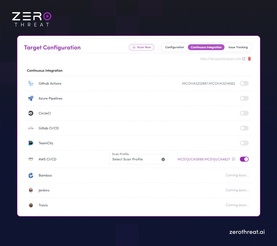 Configuring AWS CodePipeline Integration from ZeroThreat