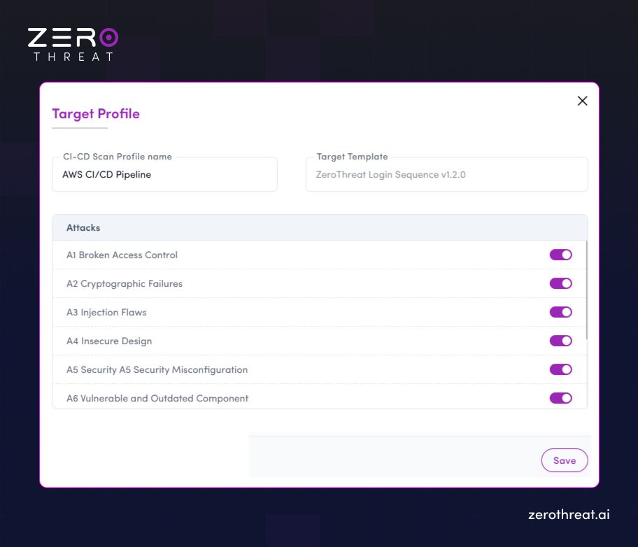 Setting Up Scan Profile for AWS CodePipeline