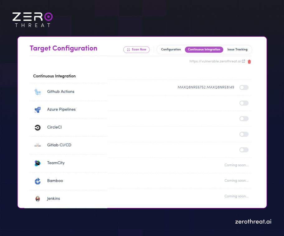 CI/CD Integration from ZeroThreat