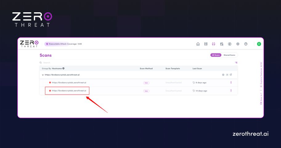 Step 2 of Using ZeroThreat Re-Test Feature for Multiple Vulnerabilities