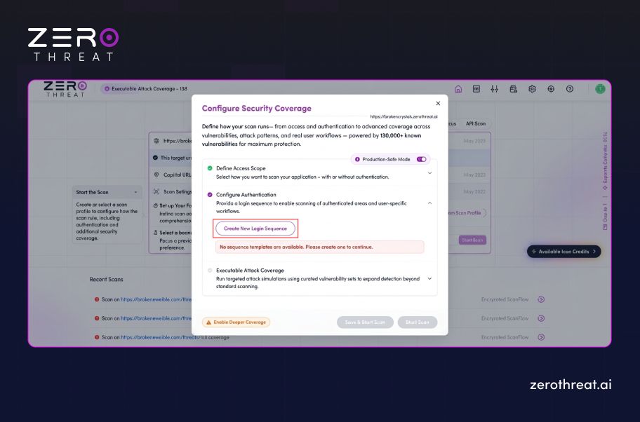 Step 2 for Production-Safe Authenticated Scan with ZeroThreat