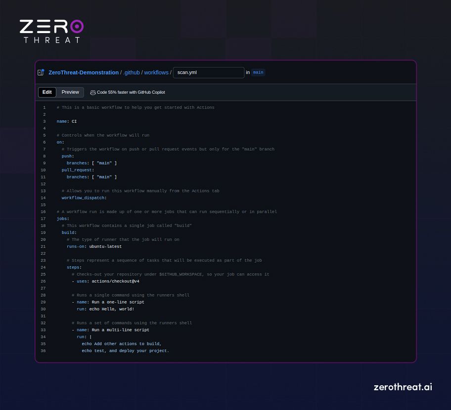 GitHub Actions Workflow Integration with ZeroThreat