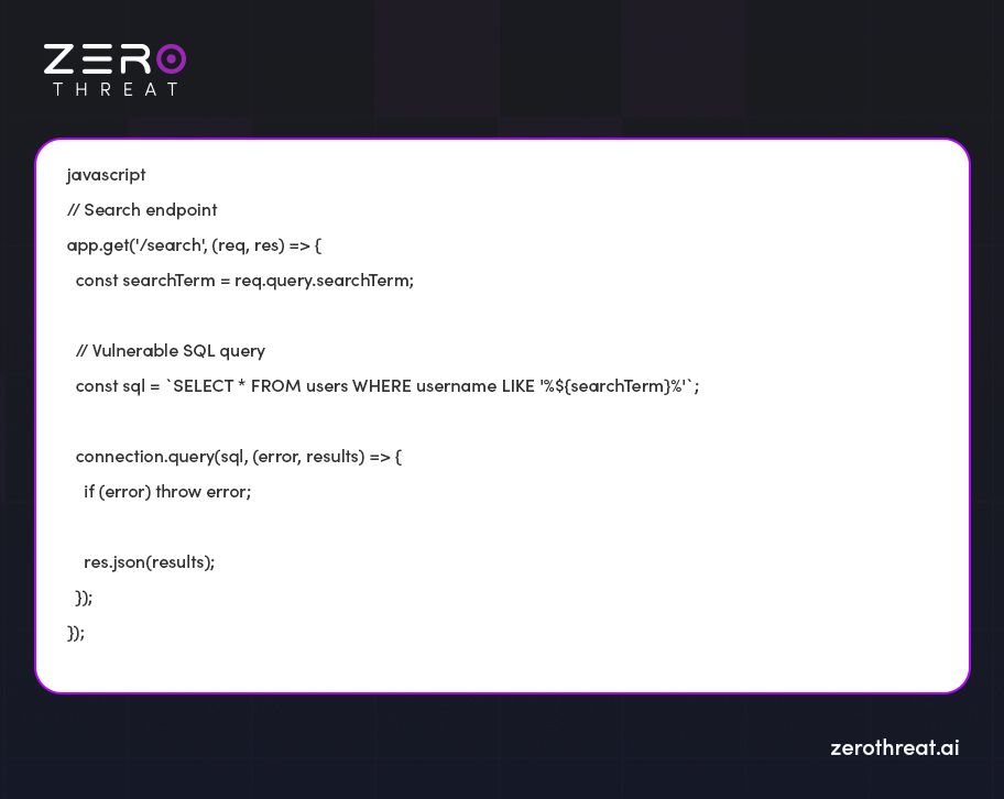 JavaScript code to Search Endpoint