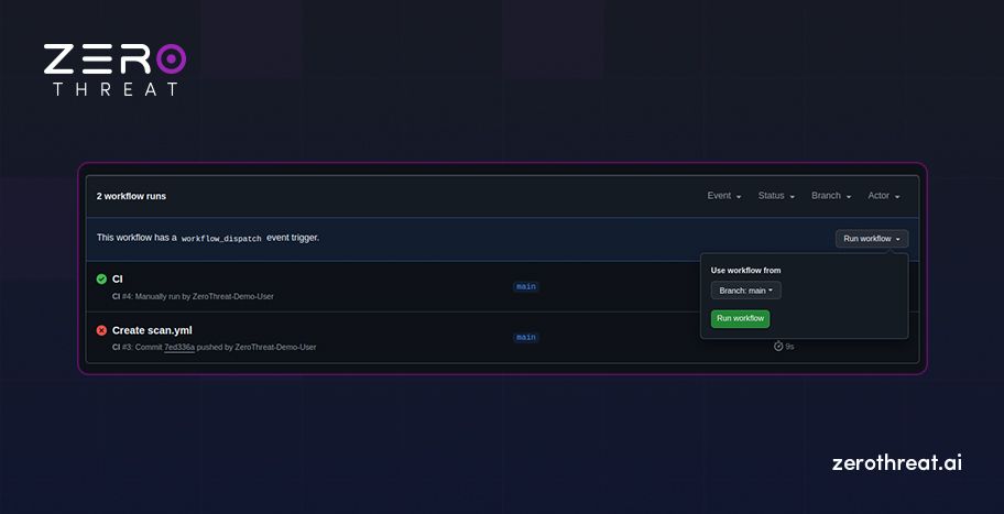 Running the GitHub Actions Workflow with ZeroThreat