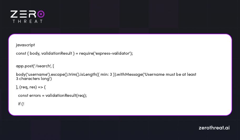 Code Example of Express Validator