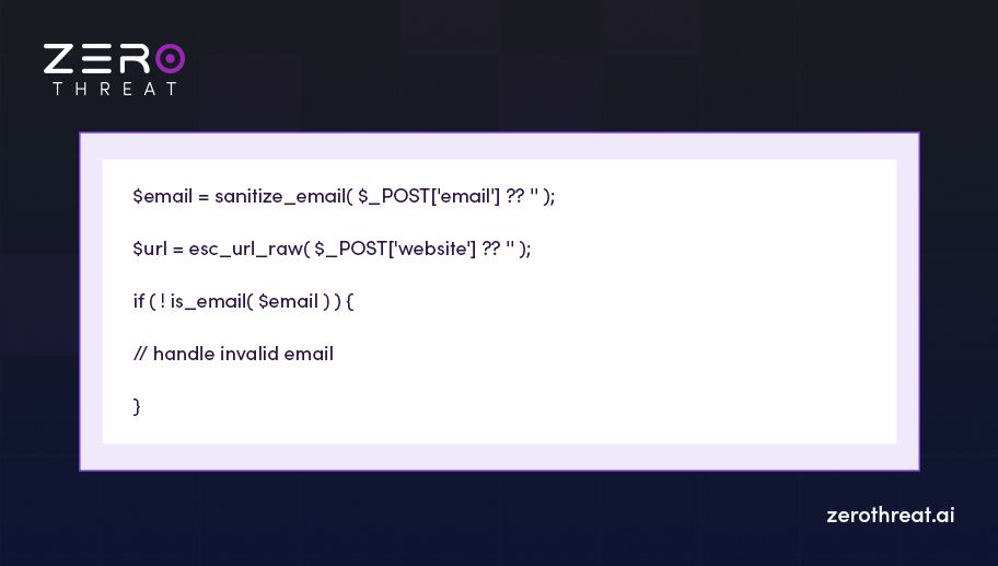 Sanitization example for email and URL in WordPress