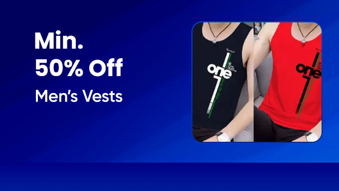 Min 50% Off On Men's Vests