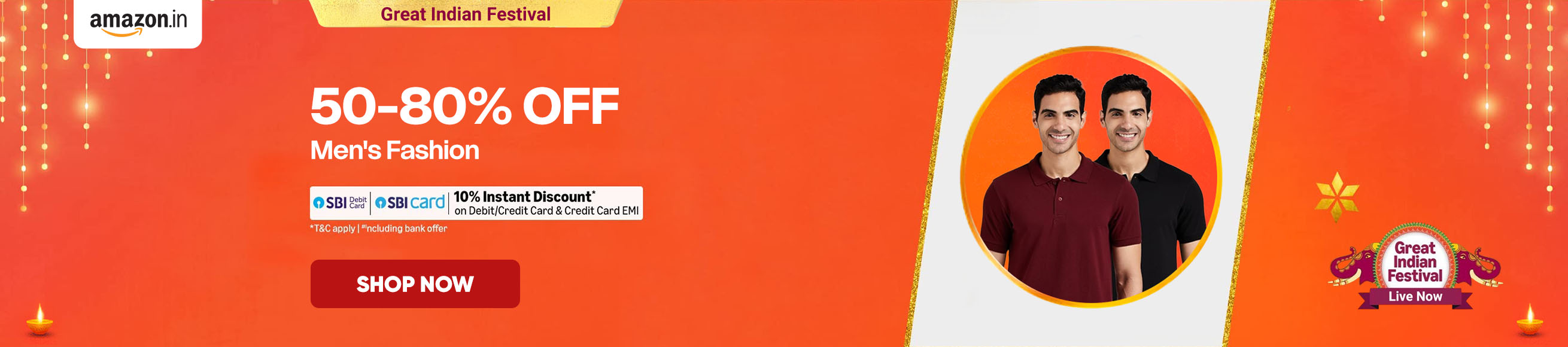 Amazon GREAT INDIAN FESTIVAL Offers on Men's Fashion