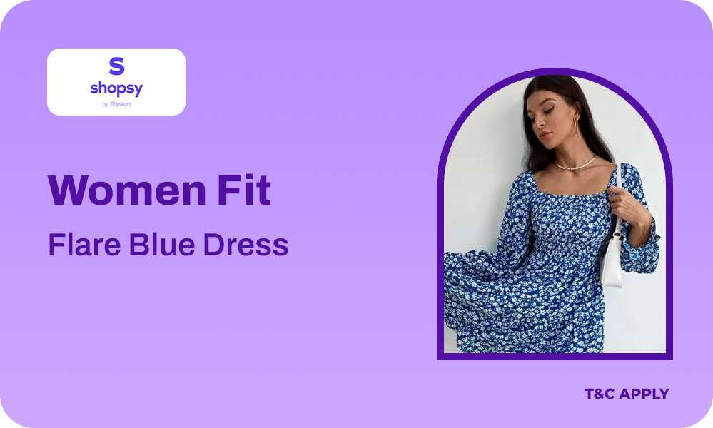 Buy Women Fit And Flare Blue Dress