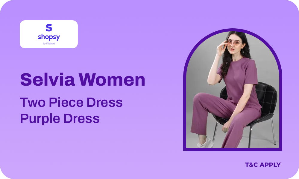 Buy Selvia Women Two Piece Dress Purple Dress