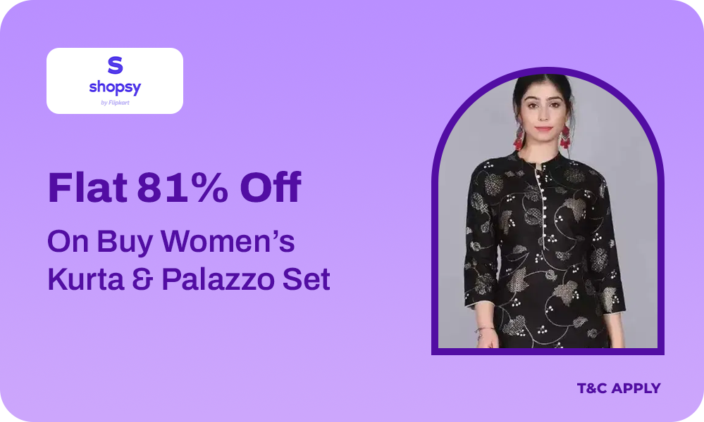 Flat 81% OFF On Buy Women’s Kurta & Palazzo Set 