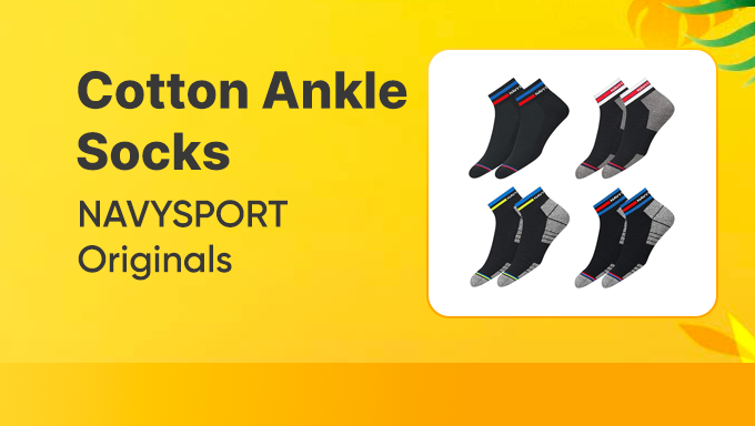 NAVYSPORT Cotton Ankle Socks Combo | Flat 64% Off on Pack of 4