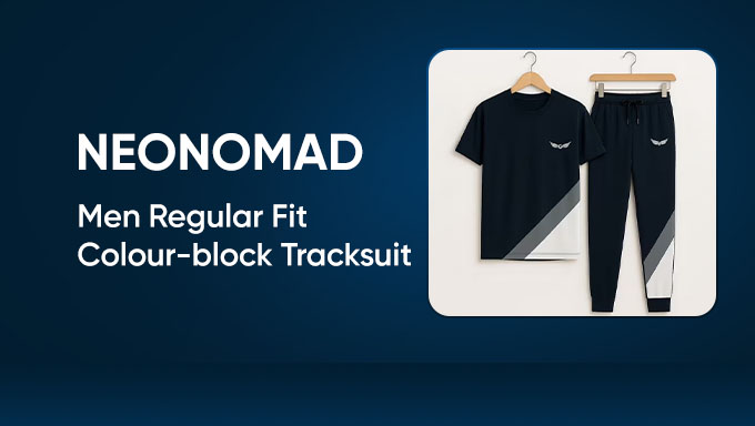 Men’s Colorblock Tracksuit | Flat 71% Off on Stylish Regular Fit Set