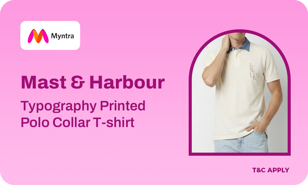 Mast & Harbour Typography Printed Polo