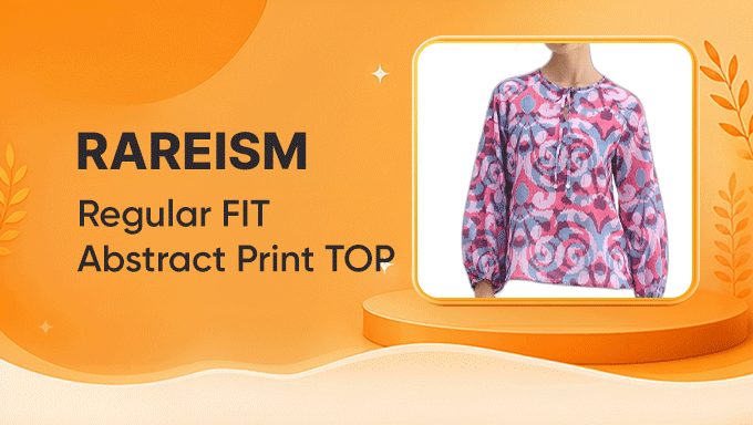 RAREISM Regular Fit Abstract Print Top