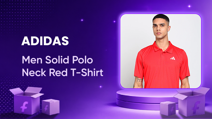 ADIDAS Men Solid Polo Neck Polyester Red T-Shirt