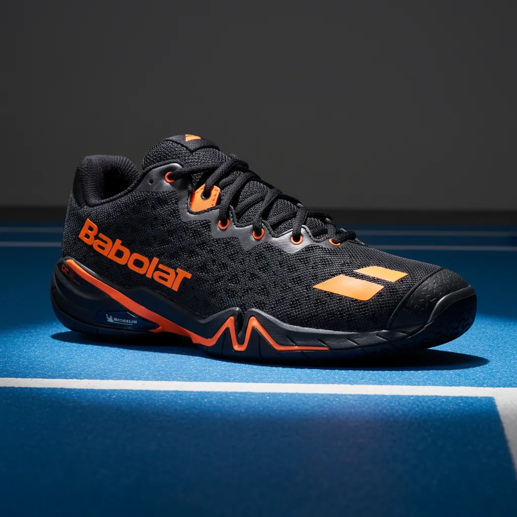 Babolat Shadow Tour 4 Men Badminton Shoes (Michelin Outsole, Black/Orange)