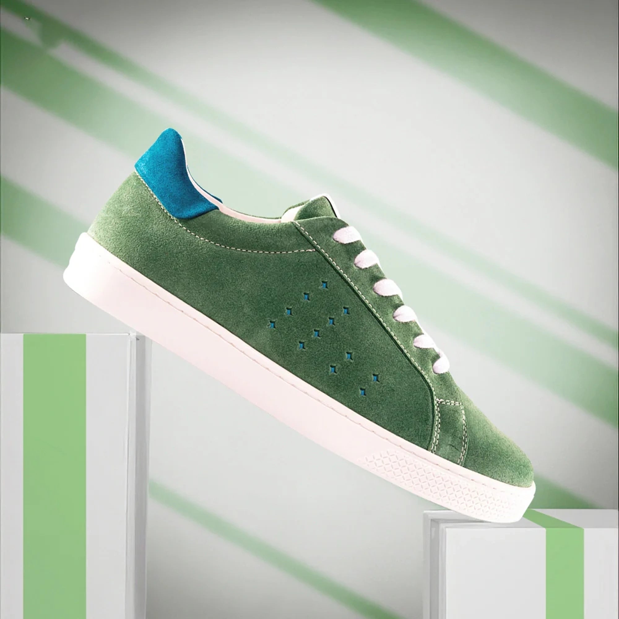 Lazo Halo Sneaker with Tongue Graphic - Emerald Green/Labradorite Blue