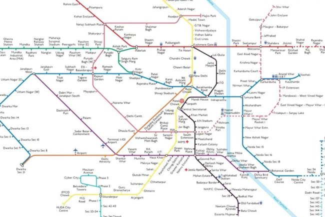 Metro Route Map Delhi NCR Time With Place