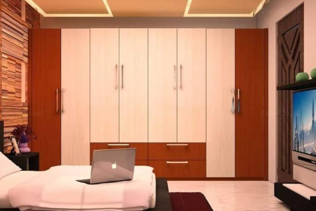 Wooden Almirah Designs With Mirror