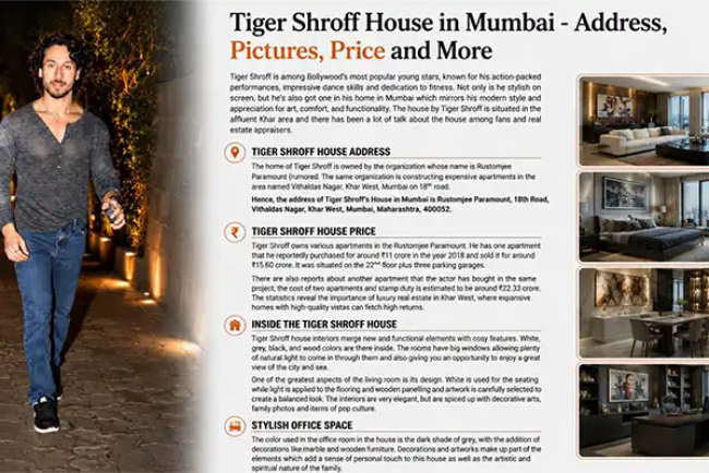 Tiger Shroff House in Mumbai  Address, Pictures, Price and More