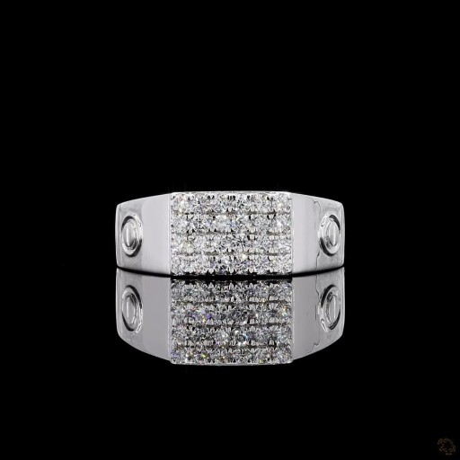 Imperial Grid Men’s Diamond Signet Ring Thumbnail