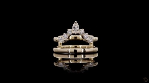 Marquise Diamond Cluster Ring Set in Yellow Gold Thumbnail