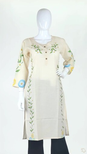 Viscose Rayon Geometric Embroidered Short Kurti Tunic Thumbnail