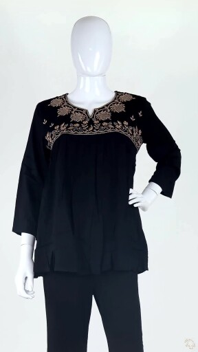 Black Kurti With Kashmiri Embroidery. Preview