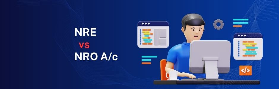 Illustration showing comparison between NRE and NRO account benefits for NRIs with JM Financial Services.