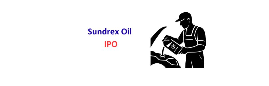 Bar chart showing Sundrex Oil revenue and PAT growth from FY23 to FY25 with EBITDA and PAT margins highlighted
