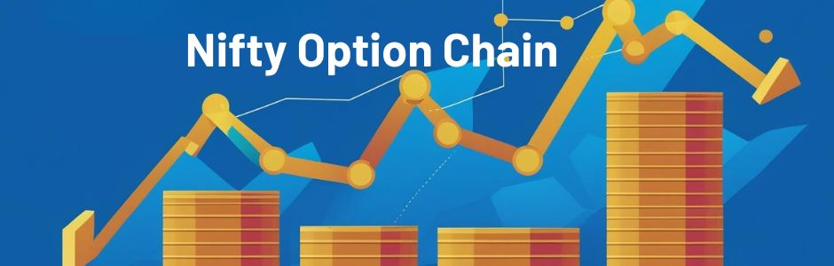 Screenshot of Nifty option chain table with strike prices, call and put options, open interest, and volume highlighted for analysis