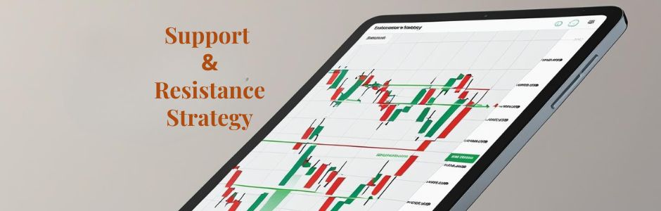Stock market chart with support and resistance levels drawn, illustrating S&R trading strategy in action