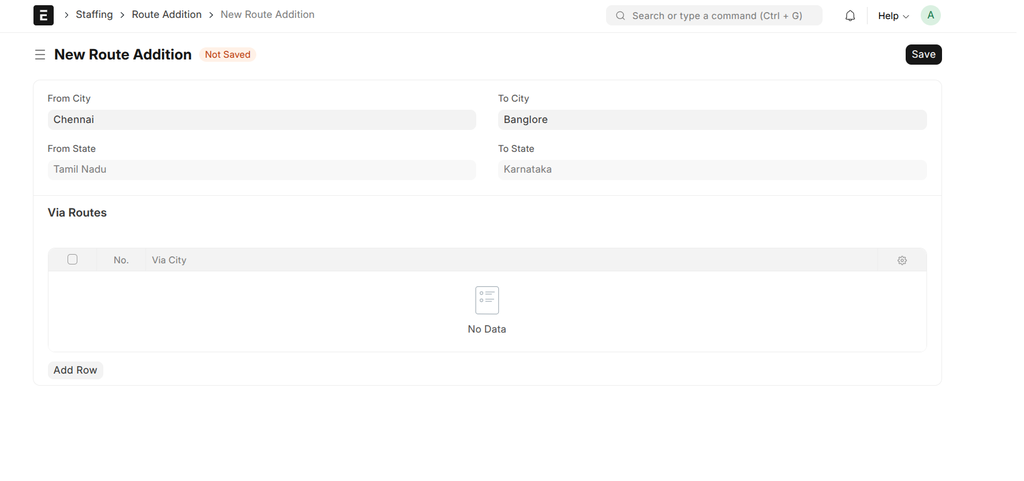 Description of Route Addition