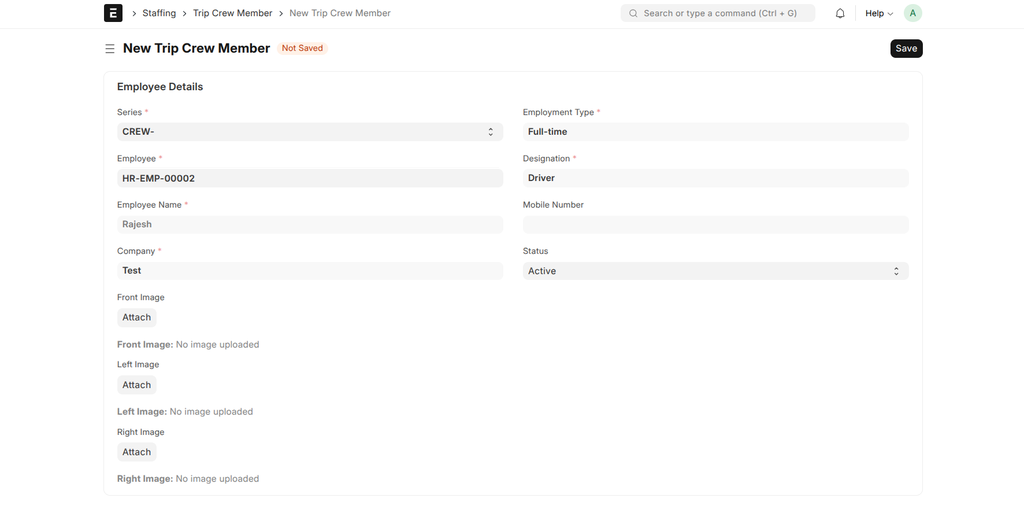 Create Trip Crew Member
