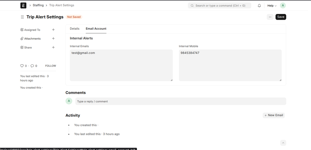 Trip Assignment Details Table